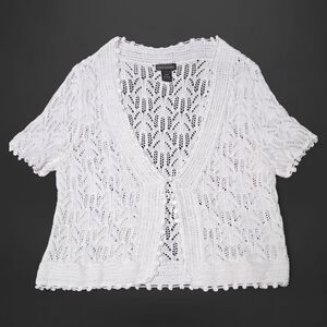 Lane Bryant White Crochet Cardigan